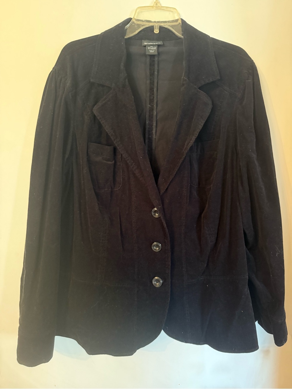 Lane Bryant Black Corduroy Blazer with Three-Button Front
